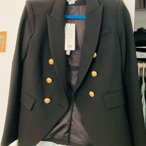 Veronica Beard Elegant Black Blazer with Gold Accents
